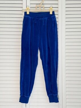 Polo Ralph Lauren Jogger Pants Youth Kids Size 7 Blue Velour Logo Pull On Cuffs